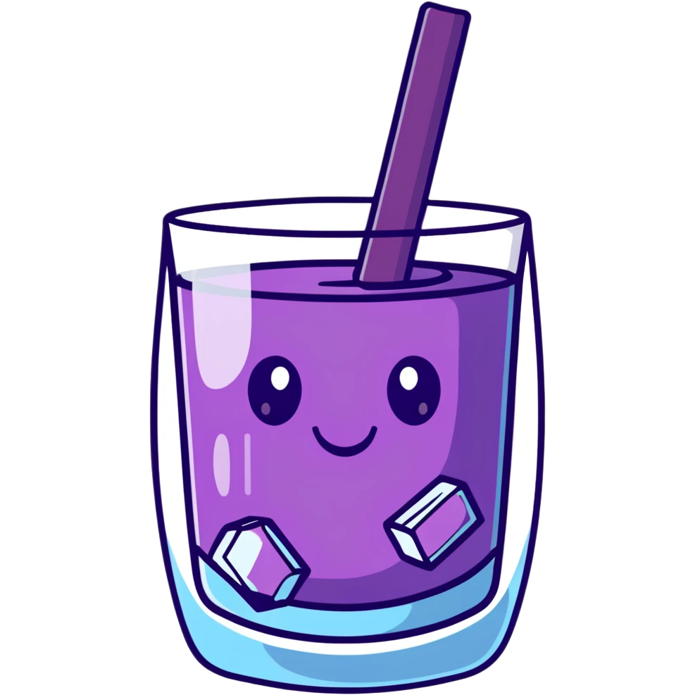 glass of grape koolaid with ice cubes emoji