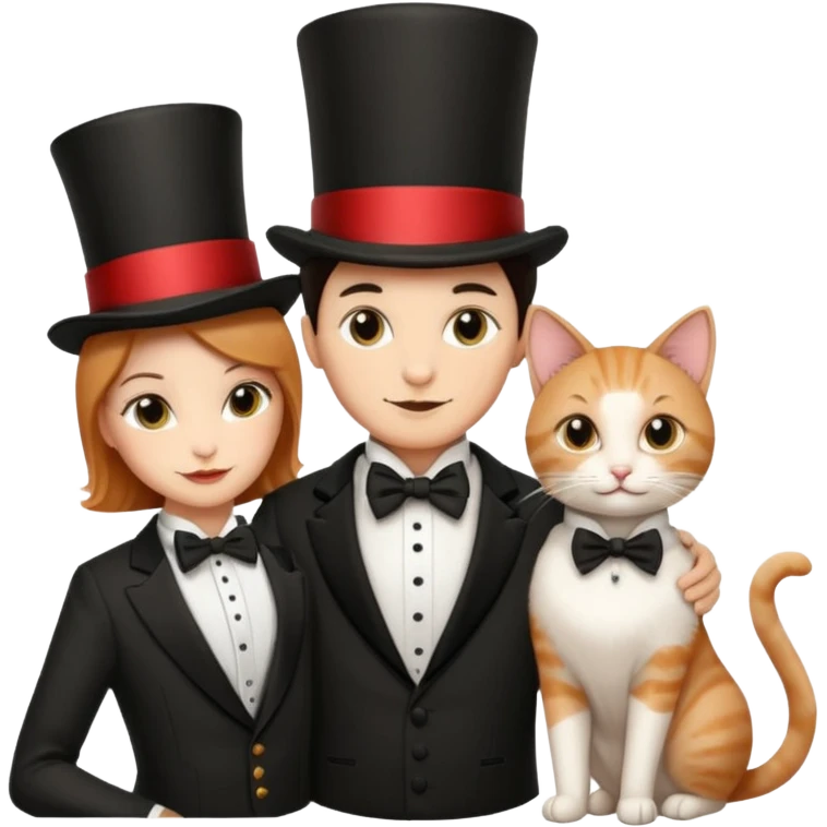 magician couple and their pet cat emoji