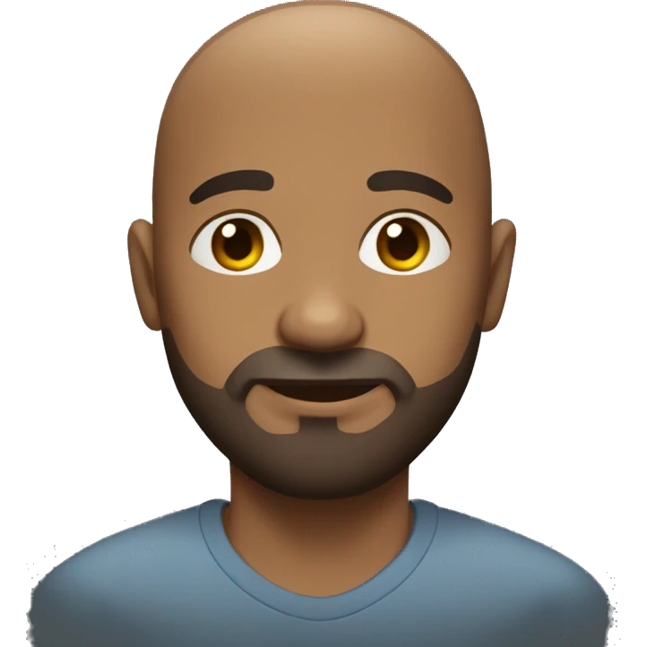 bald dark skin man light beards in shirt emoji