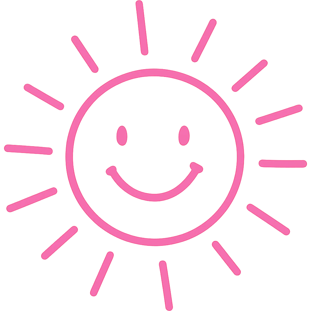 Convert the image to a hand drawn style with pink lines, no background. emoji