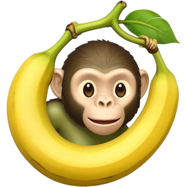 banana with a green chimpanzee head coming out of it. emoji