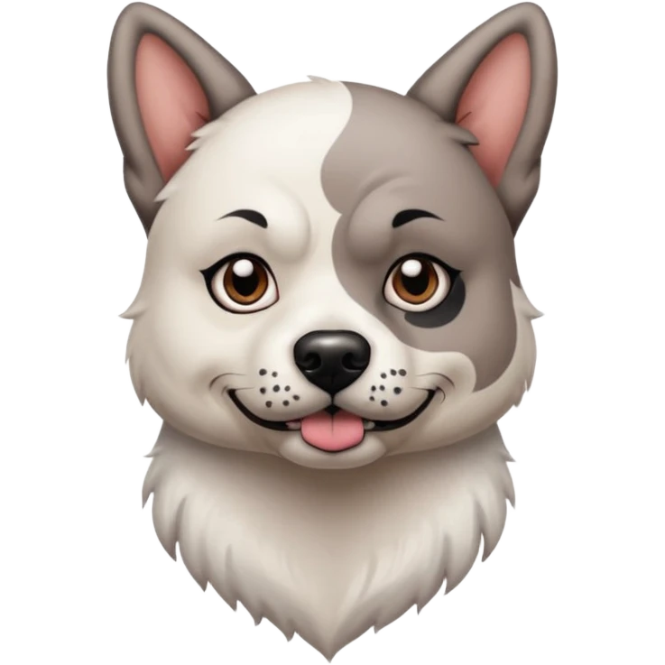 tattooed dog with heavy face tattoes, white dog and piercings emoji