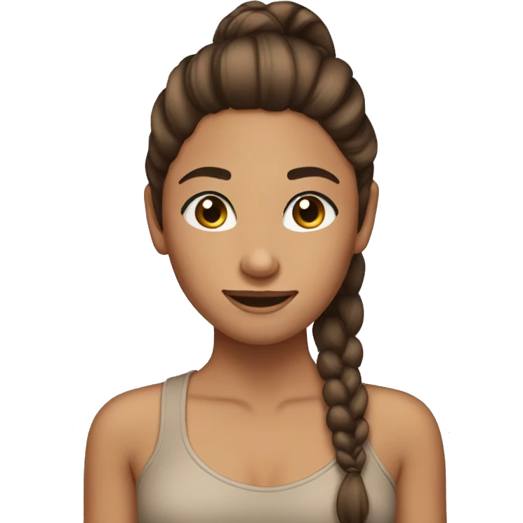Tan girl with long brown hair in ponytail and eyelashes  emoji