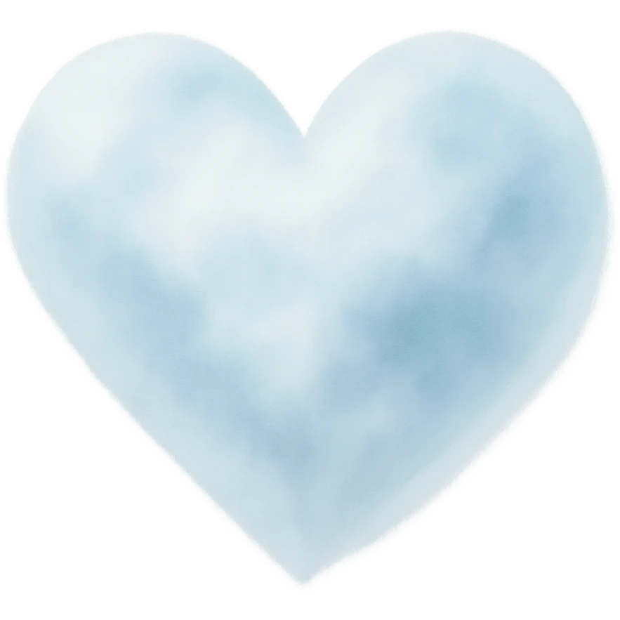 heart with a delicate sky blue mist, no background emoji