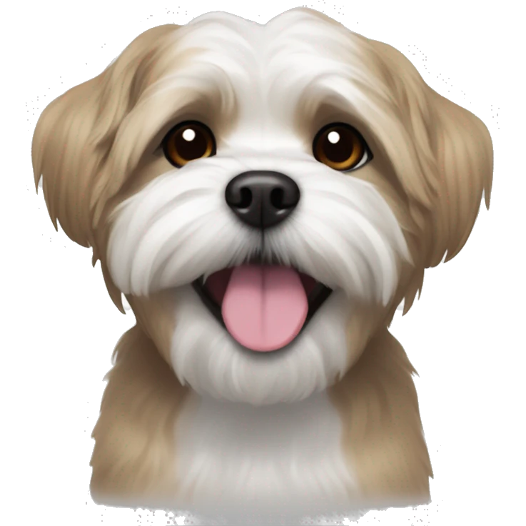 ash maltese   shihtzu mix with white brows and chest hair smiling emoji