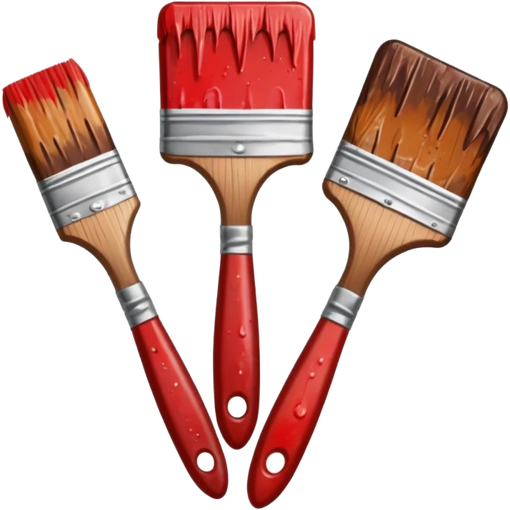 STICKER PINCEAUX ROUGE ET BRUN AVEC  PEINTURE ET TACHE DE PEINTURE emoji
