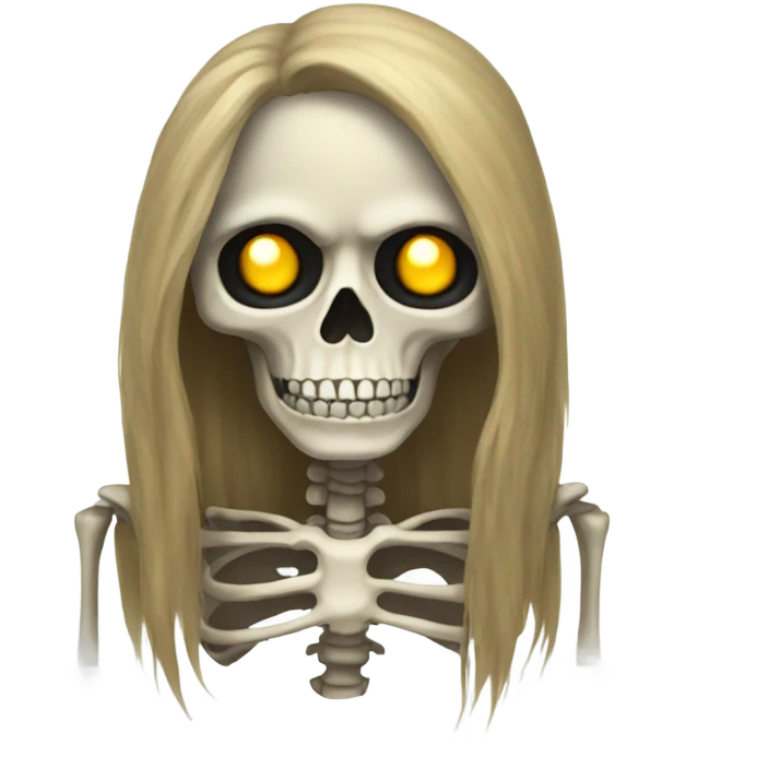 Skeleton with long hair emoji