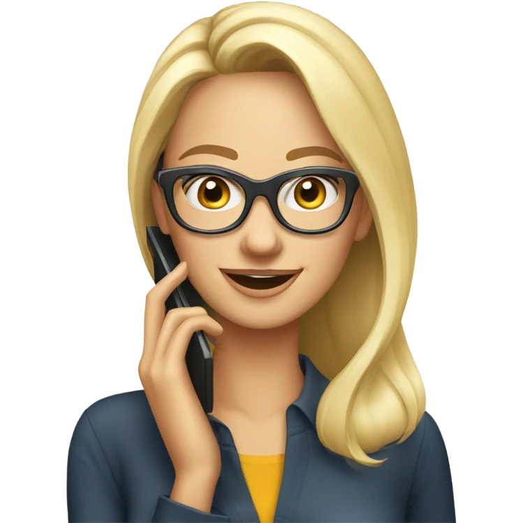 Beautiful Blonde woman wearing glasses calling on cell phone emoji