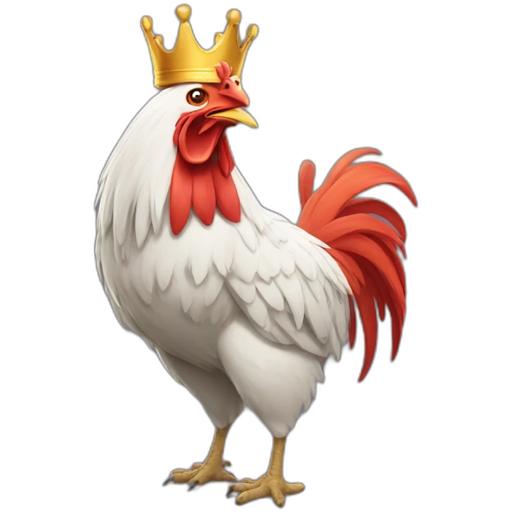 howling rooster with a crown on its head emoji
