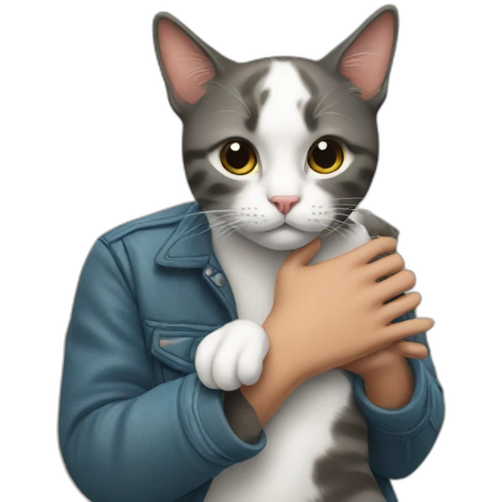 with cat in hand emoji