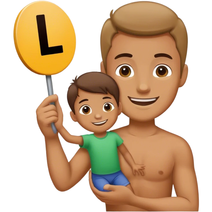 Man holding L sign at child emoji