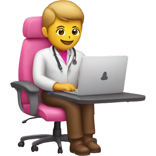 automotive service advisor sitting at pink computer  emoji