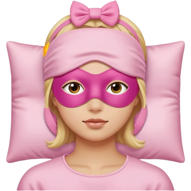 face with sleep mask emoji, pink sleep mask, peaceful expression emoji