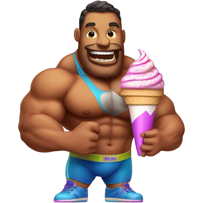 Pro wrestler eating an ice cream cone emoji