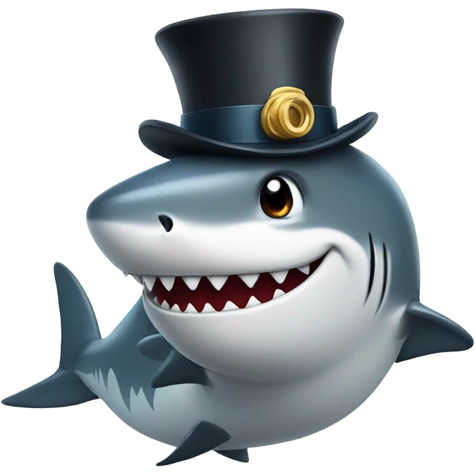 happy shark with tophat emoji