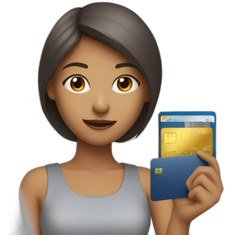 Girl with a credit card in front her comouter emoji