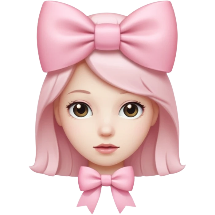 laughing emoji with a very pretty pale pale pink bow emoji