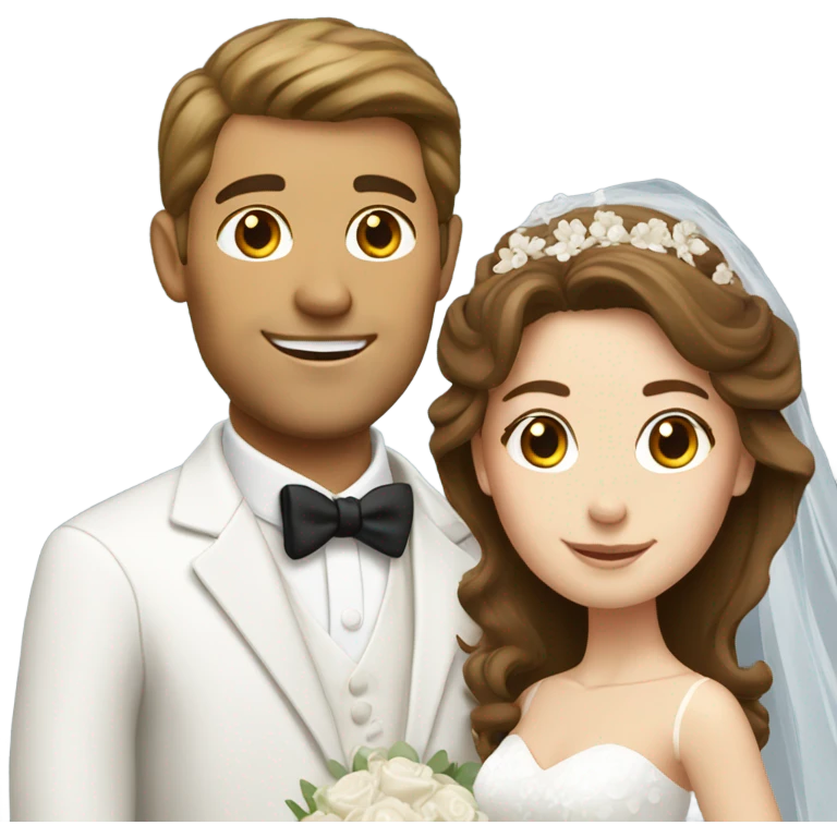 White Bride and groom with brown hair  emoji