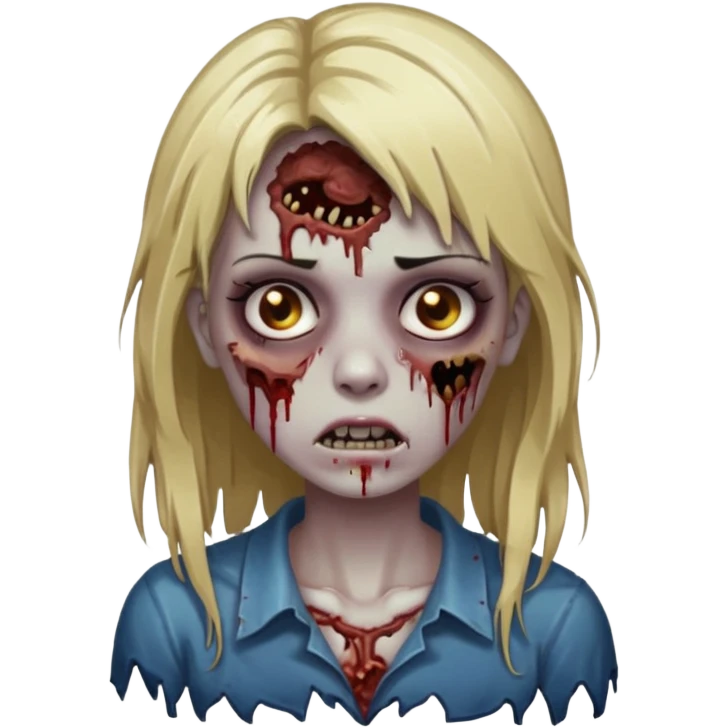 Create a zombie girl with dark hair and medium blonde highlights.  emoji
