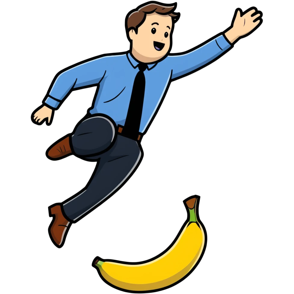 JD Vance stepping on a banana peel and falling backwards emoji