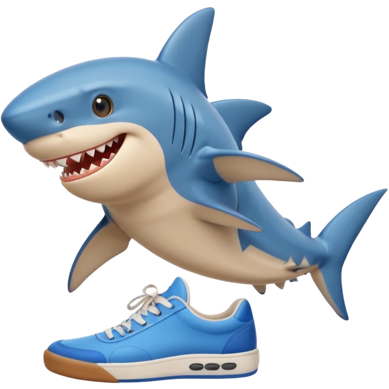cartoon shark in blue sneakers emoji