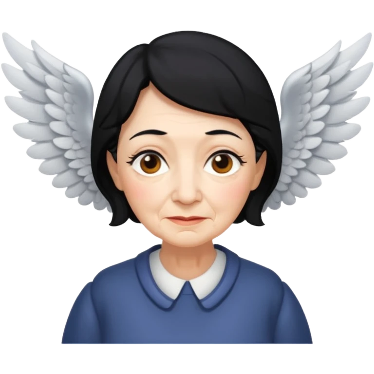 Angel Old Lady with wings black hair emoji