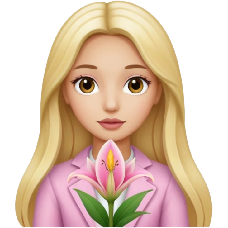 light pink lilium with a girl with blond long hair and latina make up  emoji