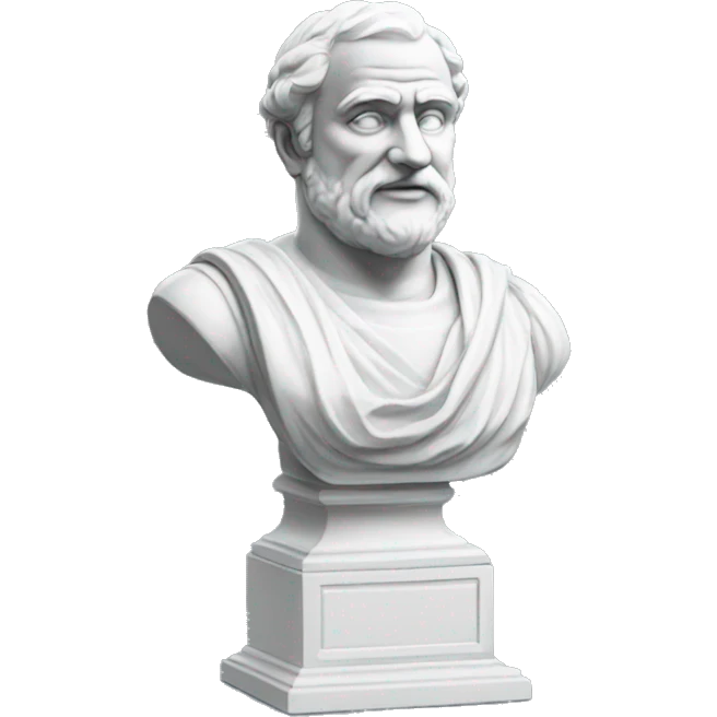 White italian bust statue holding a playstation controller emoji
