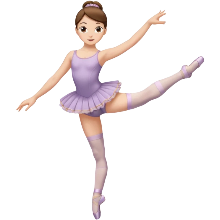 Ballet dancer in over the knee socks, leotard and long brown hair emoji