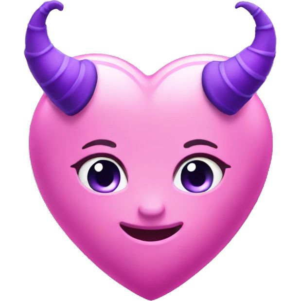 lovely pink heart with purple horns emoji