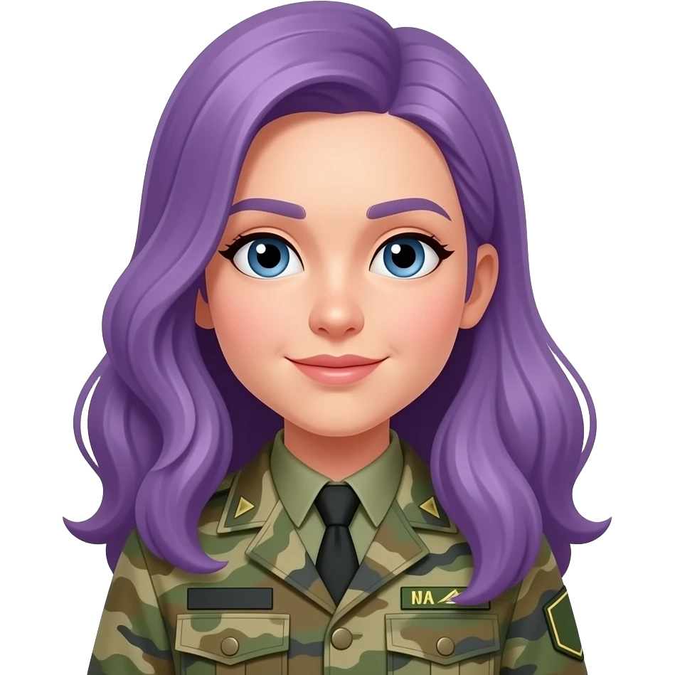 GIRL WITH LONG PURPLE HAIR AND A MALE SOLDIER emoji