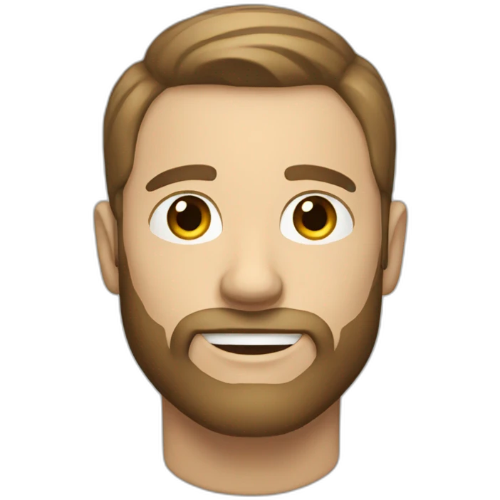 White male with mustage and beard short brown hair  emoji