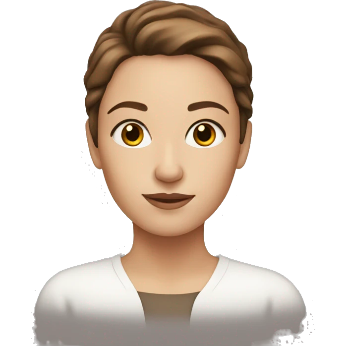 white woman with brown hair and brown eyes emoji