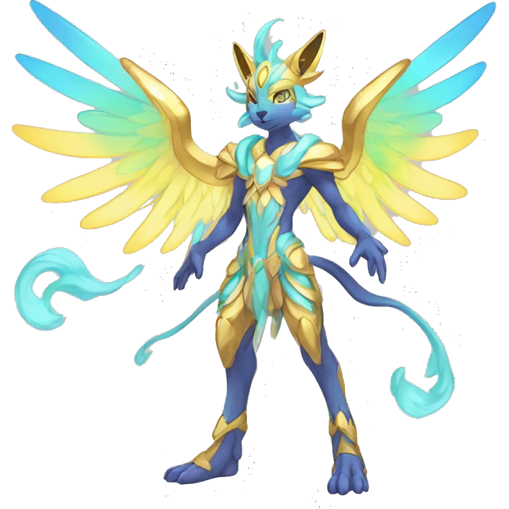 Anthro Sona Colorful Godly Celestial Shiny Fakemon Full Body emoji