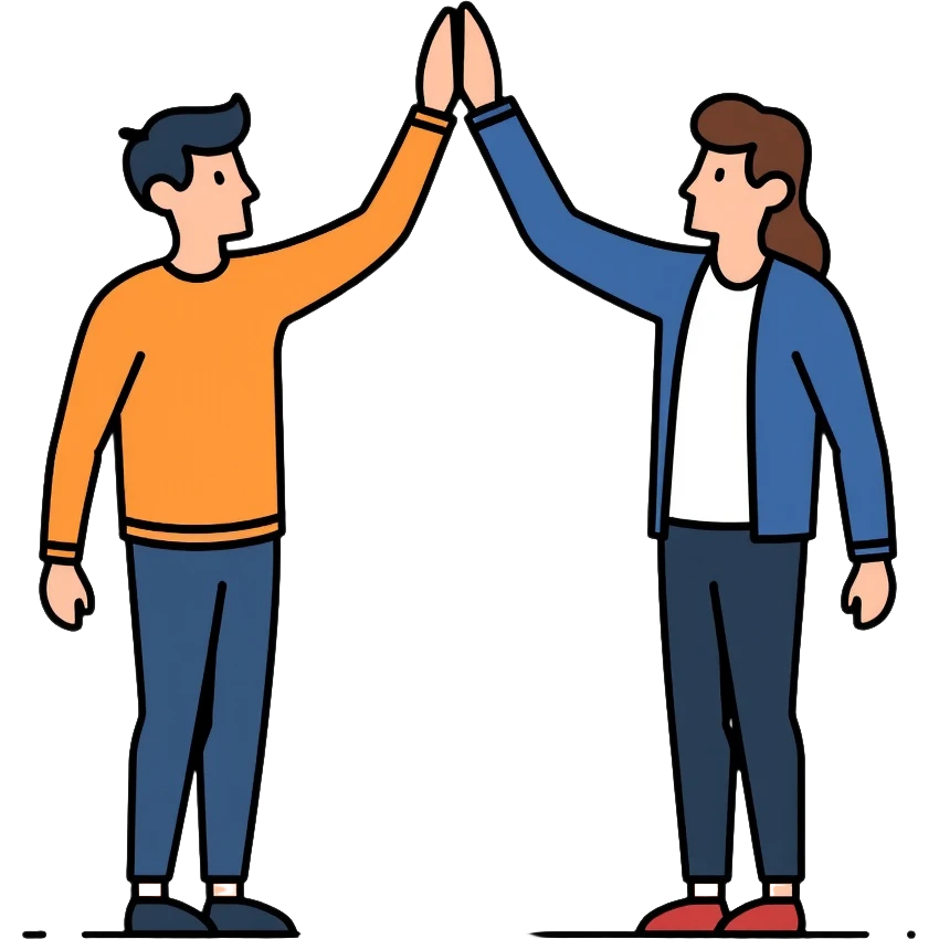 Team achievement, people high-fiving emoji
