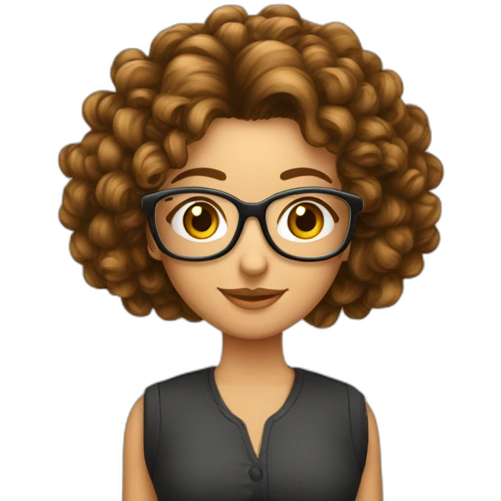 Fille cheveux long boucle châtain avec des lunette rectangulaire  emoji