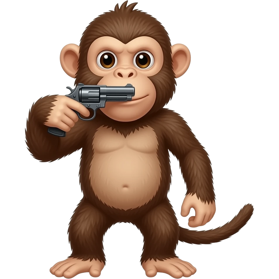 Monkey holding gun to its mouth emoji