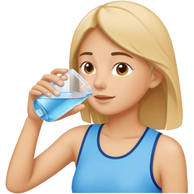 Emoji of a person drinking water, healthy and refreshing feeling, simple flat emoji style, bright colors, clean lines, no text, transparent background. emoji