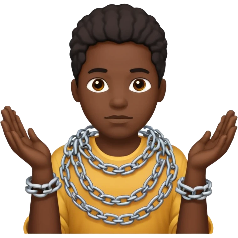 Black person with chains around his hands and cotton in his hands  emoji