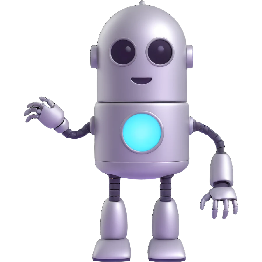 robot ghost with metallic body and ghostly tail, friendly expression emoji