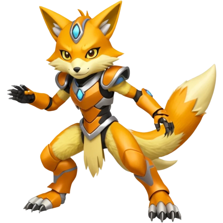 Ratchet-Lombax-Zerora-Vernid-Renamon-fusion, full body  emoji