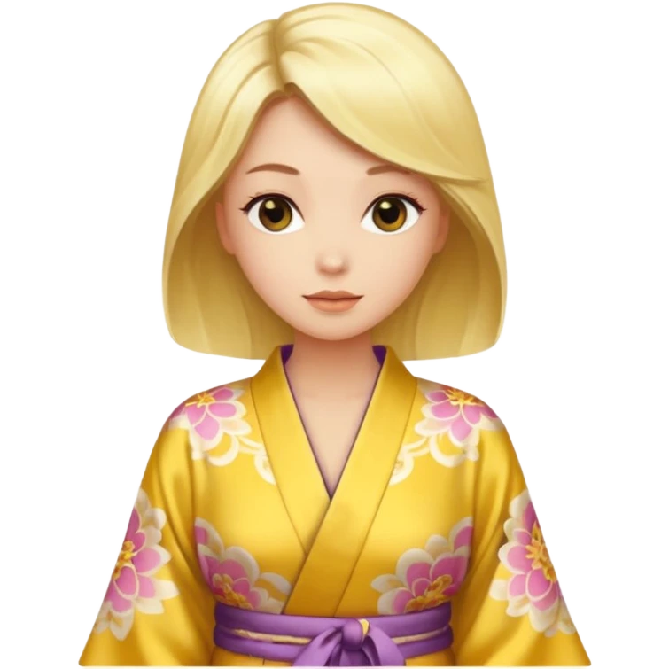 Blonde in yellow silk kimono emoji