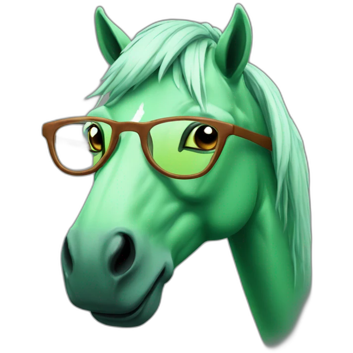Green horse with glasses emoji
