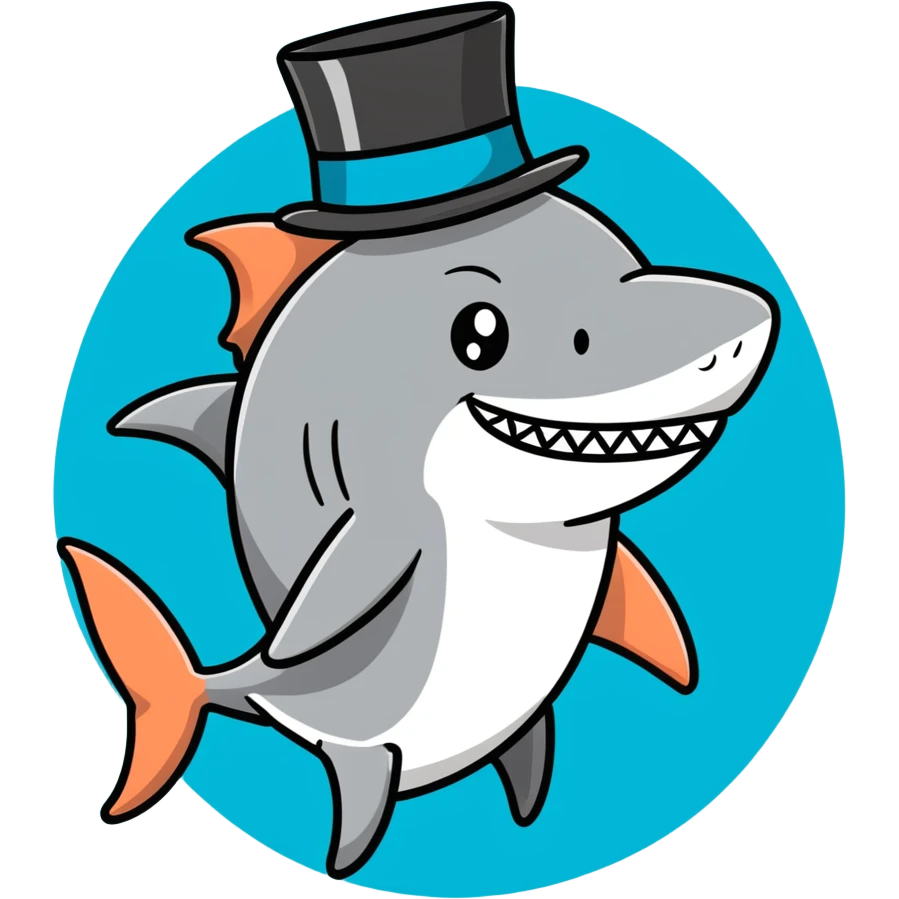 Shark with a top hat emoji