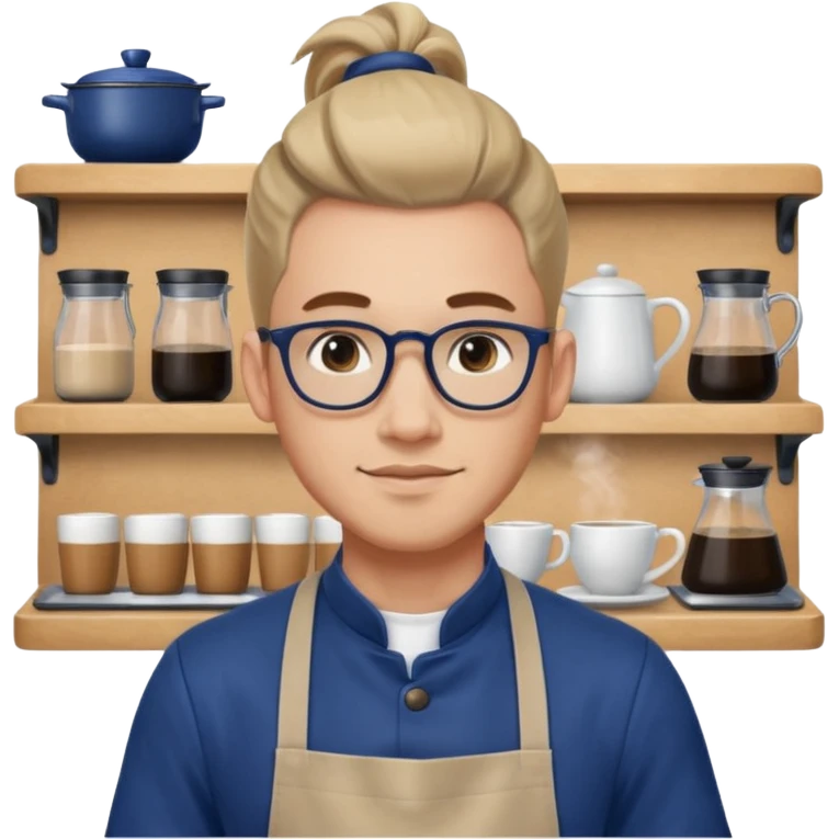 hipster barista ponytail male emoji