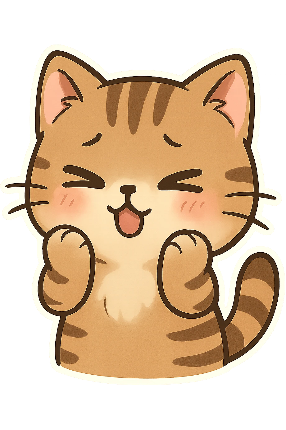 A tabby cat, used as a WhatsApp expression, cute, cute, no background, only the cat emoji