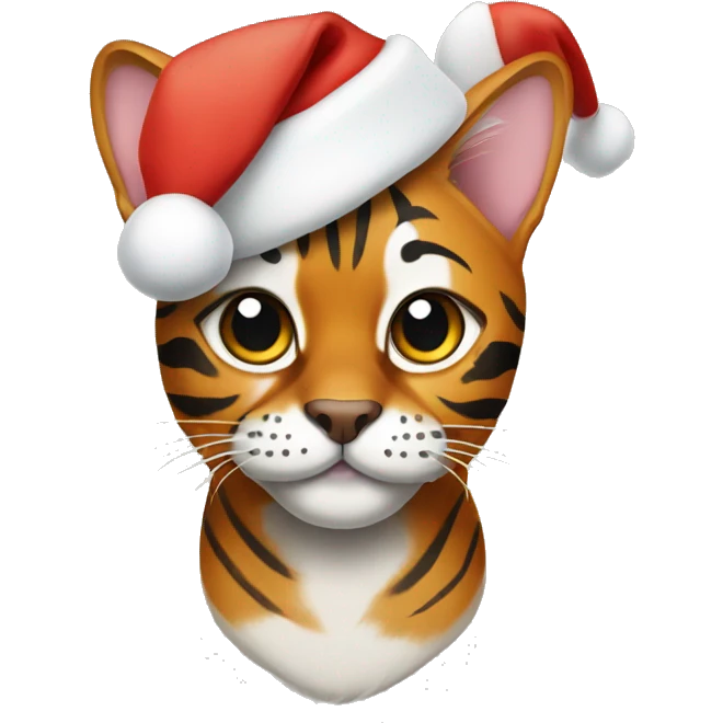 Bengal wearing Christmas hat emoji