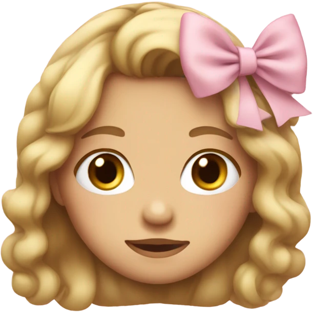 Shy girl with light pink bow on head  emoji