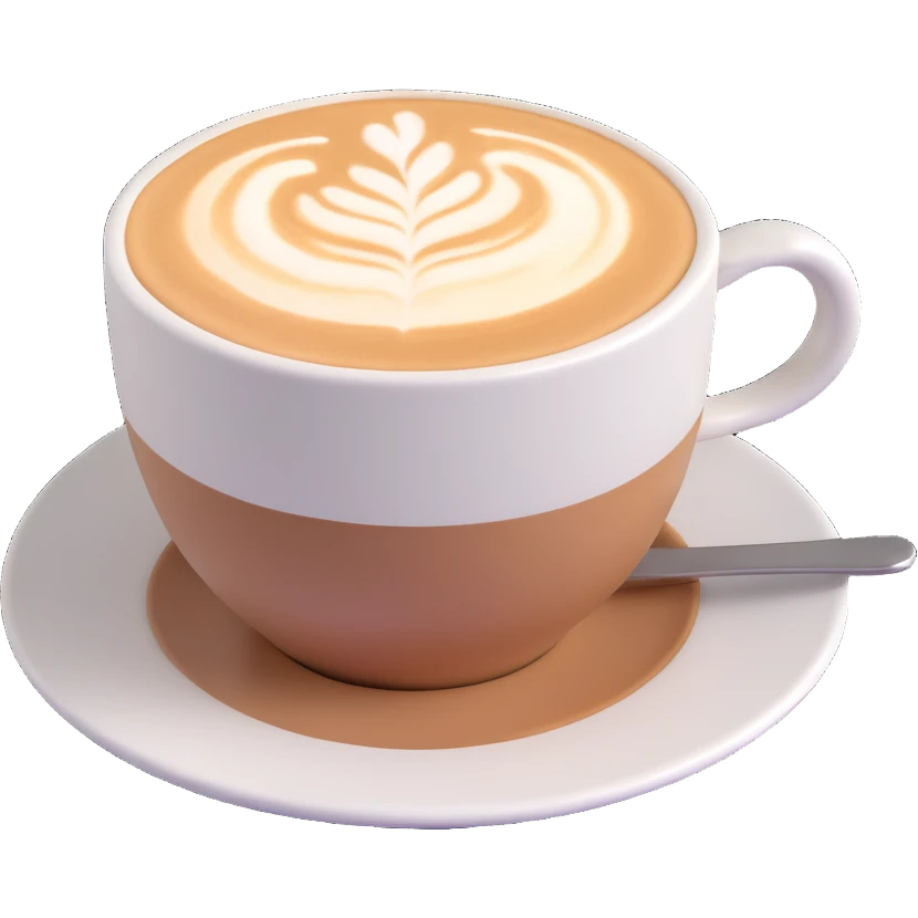 3D style cappuccino cup, top-down view, rich crema, modern handle emoji