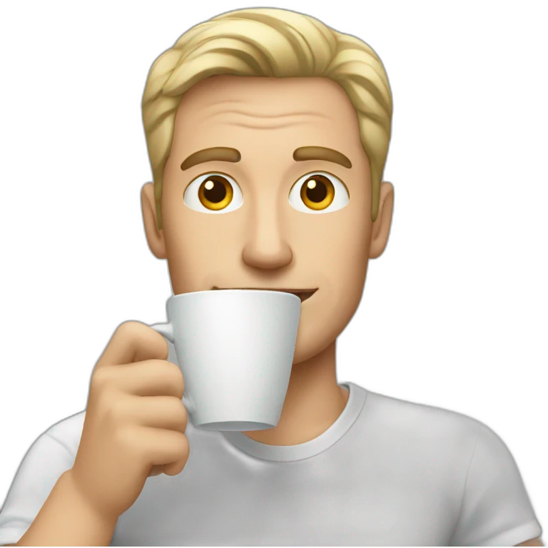 white man drinks coffee emoji